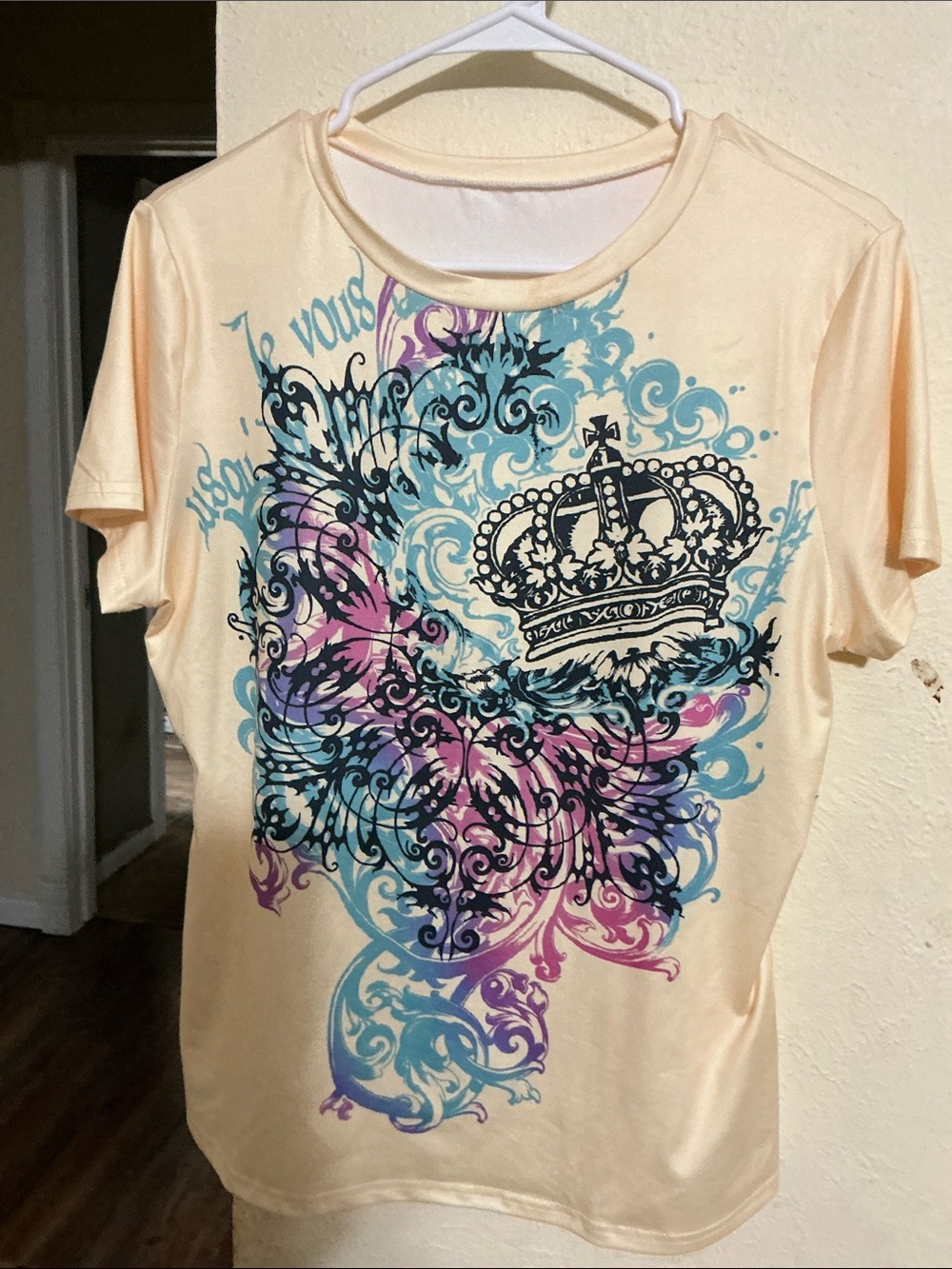 Vintage Y2K Crown SHEIN Graphic Tee XL - Cyber Grunge Mall Goth